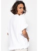 SASSYCLASSY Musselin Bluse mit Rüschensaum in Weiß