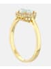 Vanlere Cluster-Ring aus 375 Gelbgold mit Zirkonia mit Opal