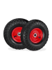 relaxdays 4x Sackkarrenrad in Schwarz-Rot - (H)85 x Ø260 mm