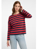 ELBSAND Langarm T-Shirt  in Coldwater + Barberry STRIPE