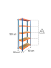 relaxdays Schwerlastregal "5 Ebenen" in Blau/ Orange - (B)60 x (H)180 x (T)30 cm