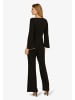 Adrianna Papell Jumpsuit Split Sleeve Crepe Jumpsuit in Black_Ivory