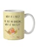Mr. & Mrs. Panda Kaffeetasse Rotkehlchen Federn mit Spruch in Gelb Pastell