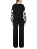 MARC CAIN SPORTS  Pullover mit Leo-Muster und V-Ausschnitt in Black And White