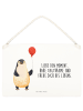 Mr. & Mrs. Panda Deko Schild Pinguin Luftballon mit Spruch in Weiß