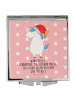 Mr. & Mrs. Panda Schminkspiegel Einhorn Weihnachtsmann mit Spruch in Rot Pastell