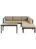 Beliani 3-tlg Sitzgruppe MESSINA in Schwarz/Beige linksseitig