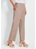 GOLDNER Kurzgröße:  Leinenhose Sommerhose VERA mit weitem Bein in beige