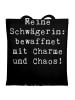 Mr. & Mrs. Panda Tragetasche Schwägerin Charmant Chaos mit Spruch in Schwarz