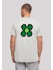 F4NT4STIC T-Shirt Happy New Year Pixel Kleeblatt in grau meliert