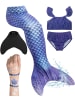 Corimori Meerjungfrauenflosse, Monoflosse, Schwimmflosse mit Bikini Set in Blau