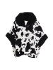 fraully Damen Poncho in Schwarz Wollweiss