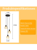 ZMH Pendelleuchte 3-flammige E27 in Bernstein rund mit Glas B 21cm