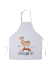 Mr. & Mrs. Panda Schürze Lama Regenbogen mit Spruch in Weiß