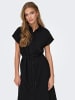 ONLY Legeres Blusenkleid Kurzarm Midi mit Bindeband in Schwarz