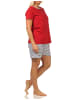 NORMANN Shorty kurzarm Schlafanzug Pyjama Hose gestreift - 66266 in rot