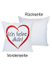 JACK 1x Outdoor Kissenhülle Motiv 50x50cm Ich liebe dich in Weiß/Rot