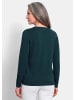 GOLDNER Baumwollpullover mit V-Ausschnitt in petrol
