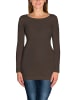 Alkato Alkato Damen Langarm Longshirt Langarmshirt in braun
