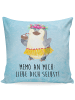 Mr. & Mrs. Panda Sofa Kissen Pinguin Kokosnuss mit Spruch in Eisblau