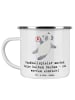 Mr. & Mrs. Panda Camping Emaille Tasse Handball Wurf mit Spruch in Weiß