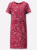 Sieh an! Kleid in rot-mauve-bedruckt