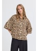 ICHI Hemd kurzarm IHNIMA Regular fit in Brown Leopard aop