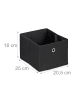 relaxdays 2 x Aufbewahrungsbox in Schwarz - (B)20,5 x (H)16 x (T)25 cm