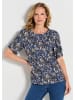 GOLDNER Blusentop Elegantes Halbarm Blusenshirt, Druck in blau / stein / gemustert