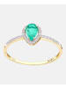 Diamant L'éternel Cluster-Ring aus 750 Gelbgold mit Diamant mit Smaragd
