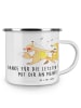 Mr. & Mrs. Panda Camping Emaille Tasse 30. Hochzeitstag Perlenho... in Weiß
