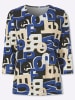 Sieh an! 3/4-Arm-Shirt in royalblau-schwarz-bedruckt