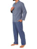 NORMANN Langarm Schlafanzug Jersey Pyjama zum durchknöpfen - 81202 in blau