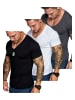 Amaci&Sons Herren 3er-Pack T-Shirts 3. EUGENE in (Schwarz + Weiß + Anthrazit)