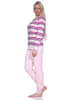 NORMANN Kuschel Frottee Schlafanzug Bündchen Streifen - 75928 in rosa