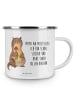 Mr. & Mrs. Panda Emaille Tasse Otter Blumenstrauß mit Spruch in Weiß
