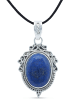 mantraroma 925er Silber - Kettenanhänger (L) 20 x (B) 37 mm mit Lapis Lazuli