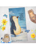 Mr. & Mrs. Panda Badehandtuch Pinguin mHerzieren Design mit Spruch in Weiß