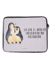 Mr. & Mrs. Panda Laptophülle Pinguine Einschlafen mit Spruch in Grau Pastell