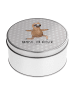 Mr. & Mrs. Panda Metallbox Faultier Yoga mit Spruch in Grau Pastell