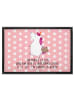 Mr. & Mrs. Panda Schmutzfangmatte Einhorn Koffer mit Spruch in Rot Pastell