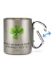 Mr. & Mrs. Panda Isolierbecher Blume Kleeblatt mit Spruch in Silber