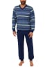 NORMANN Frottee Pyjama Schlafanzug Bündchen Streifen - 43938 in grün