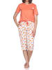 NORMANN Kurzarm Capri Schlafanzug Shorty Übergröße Pfirsich in orange