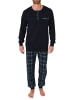 NORMANN Schlafanzug Pyjama Bündchen und karierter Jersey Hose - 75243 in marine