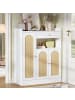 ABRIHOME Schuhschrank in Weiß Rattan mit 3 Türen 1 Schublade verstellbaren Regalen 90x35x110 cm