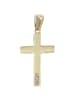Adeliás Damen Anhänger – Kreuz Kreuzanhänger aus 375 Gold mit Zirkonia in gold