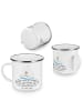Mr. & Mrs. Panda Camping Emaille Tasse Segeln Lebenswind mit Spruch in Weiß