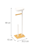 relaxdays Toilettenpapierhalter in Weiß/ Natur - (B)20,5 x (H)68 x (T)16 cm