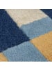 KADIMA DESIGN Wollteppich Geometrisch, Rahmen, Wohnzimmer schmutzabweisend in Blau-Gelb